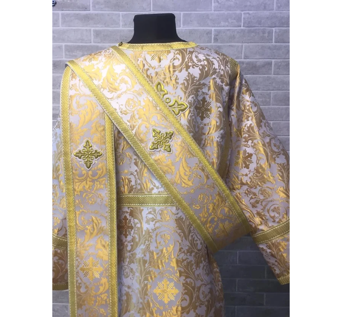 Deacon's ordination vestment - Stichar and orar in white brocade - For deacon