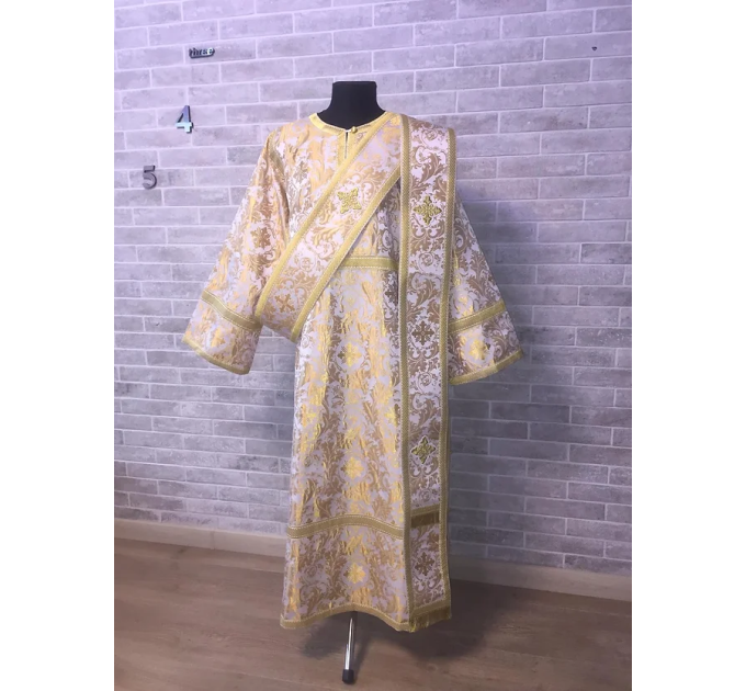 Deacon's ordination vestment - Stichar and orar in white brocade - For deacon