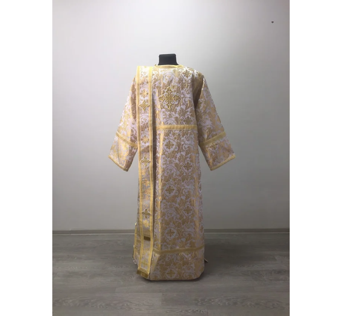 Deacon's ordination vestment - Stichar and orar in white brocade - For deacon