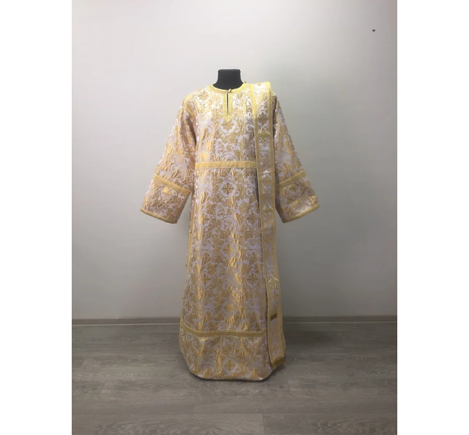Deacon's ordination vestment - Stichar and orar in white brocade - For deacon