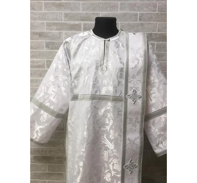 White vestment for deacon - Stichar and orar in white-gold brocade