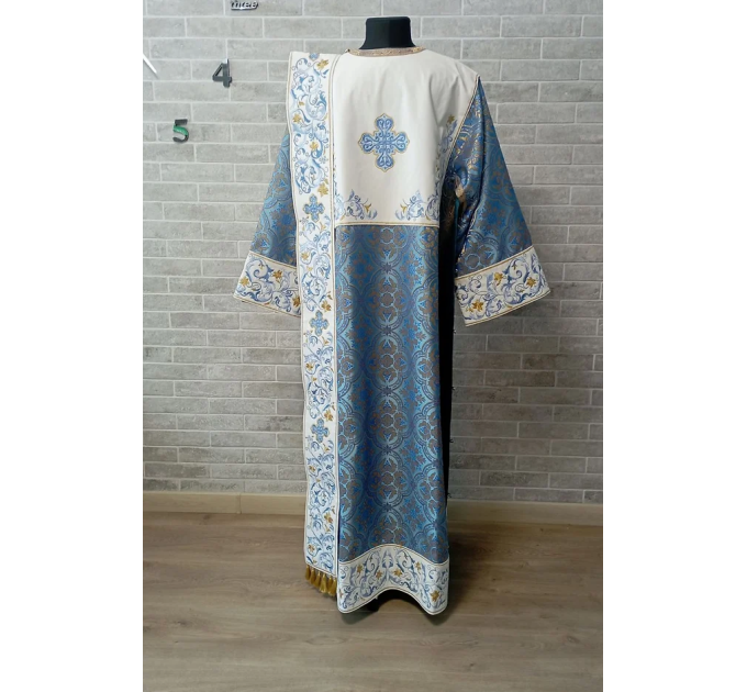Combined velvet and brocade protodeacon's sticharion, single orar - Vestment