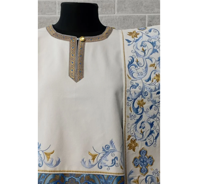 Combined velvet and brocade protodeacon's sticharion, single orar - Vestment