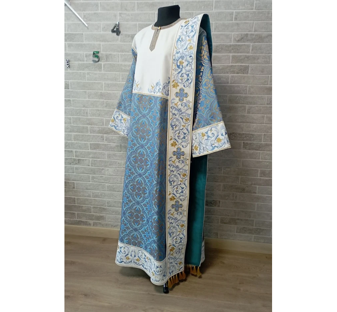 Combined velvet and brocade protodeacon's sticharion, single orar - Vestment