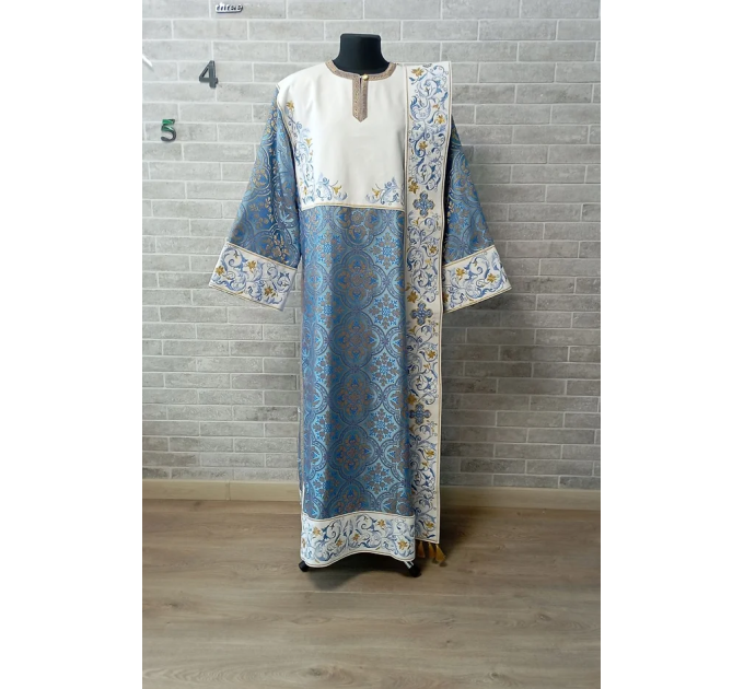 Combined velvet and brocade protodeacon's sticharion, single orar - Vestment