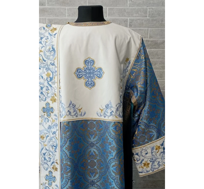 Combined velvet and brocade protodeacon's sticharion, single orar - Vestment