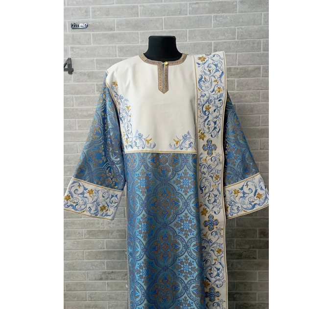 Combined velvet and brocade protodeacon's sticharion, single orar - Vestment