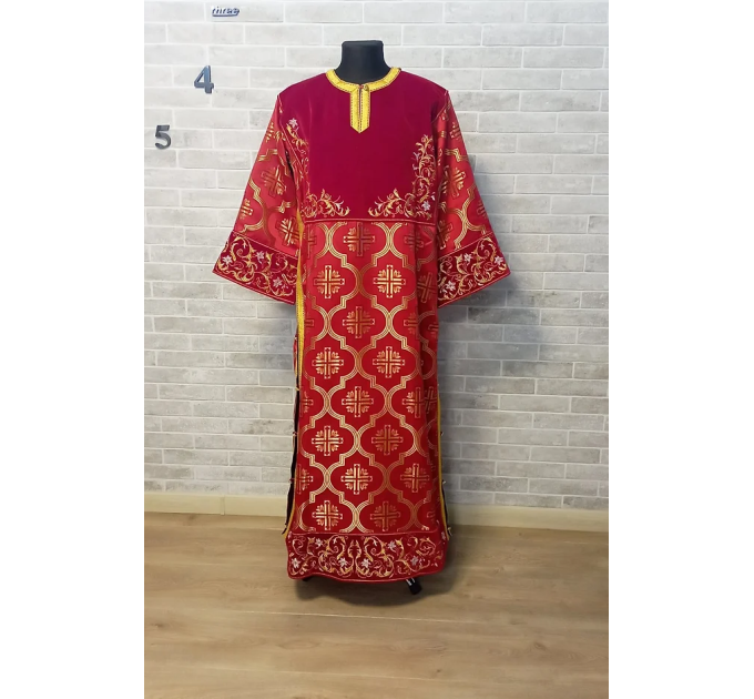 Combined velvet and brocade protodeacon's sticharion, single orar - Vestment
