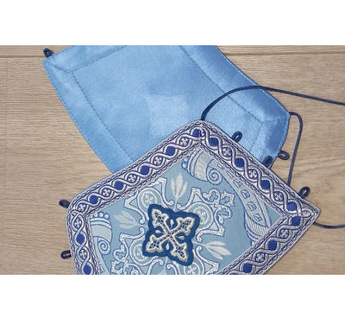 Light blue deacon's sticharion with icon on the back - Orthodox Vestment -Clergy