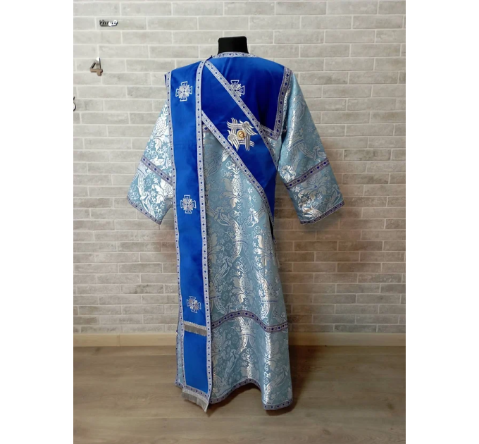 Combined velvet and brocade Protodeacon's sticharion with Double orar for deacon