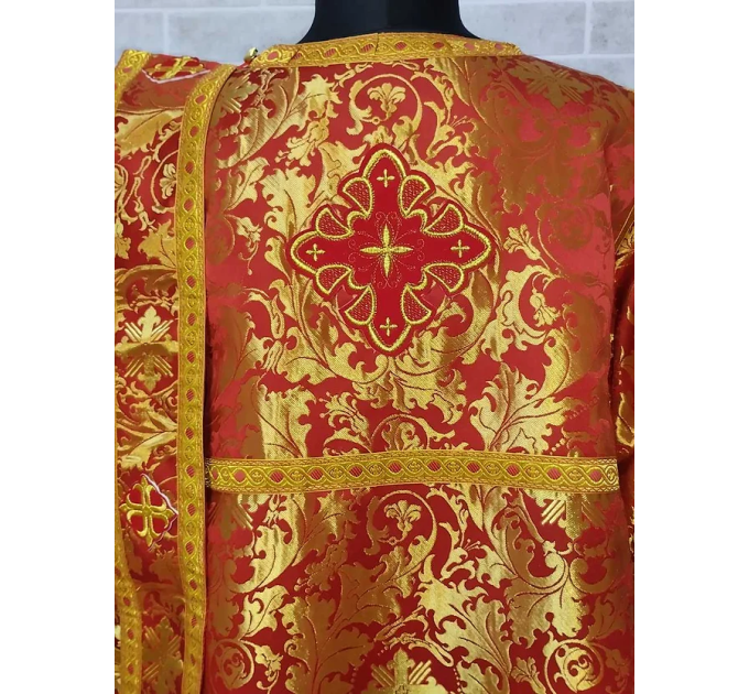 Sticharion for deacon with single red rorar - Deacon's alb - Orthodox Liturgical