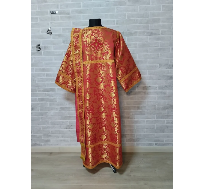 Sticharion for deacon with single red rorar - Deacon's alb - Orthodox Liturgical
