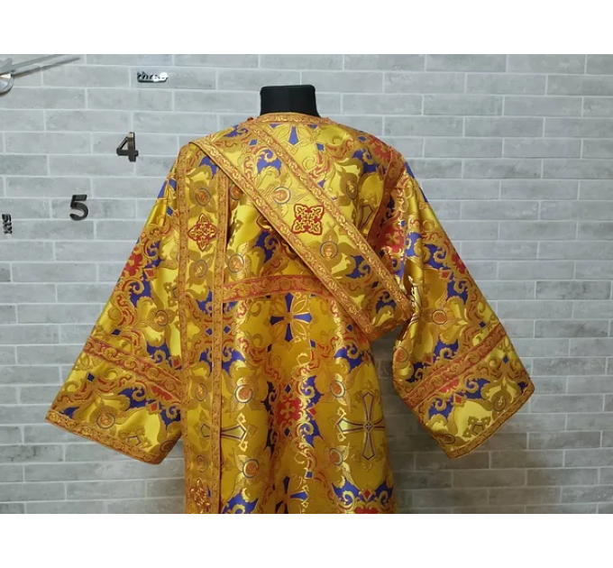 Protodeacon's vestments set in metallic brocade - sticharion orar in metallic