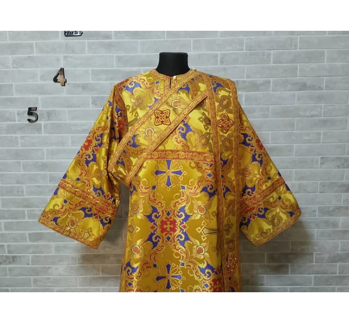 Protodeacon's vestments set in metallic brocade - sticharion orar in metallic