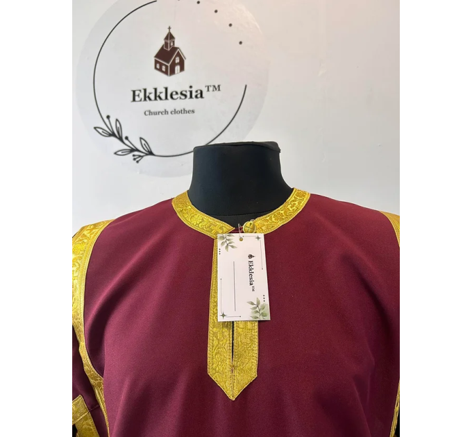 Burgundy Altar Server Reader Robe in gabardine - Stikharion - Surplice - Rochet