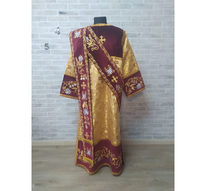 Combined velvet and brocade Protodeacon's sticharion with Double Greek orarion