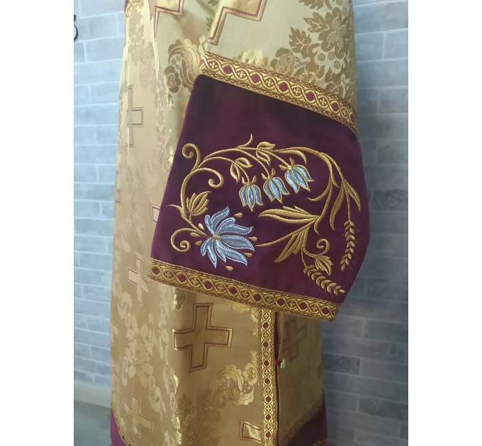 Combined velvet and brocade Protodeacon's sticharion with Double Greek orarion