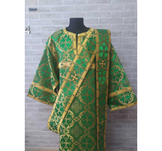 Green Sticharion for protodeacon - Deacon's alb - Orthodox Liturgical stichar