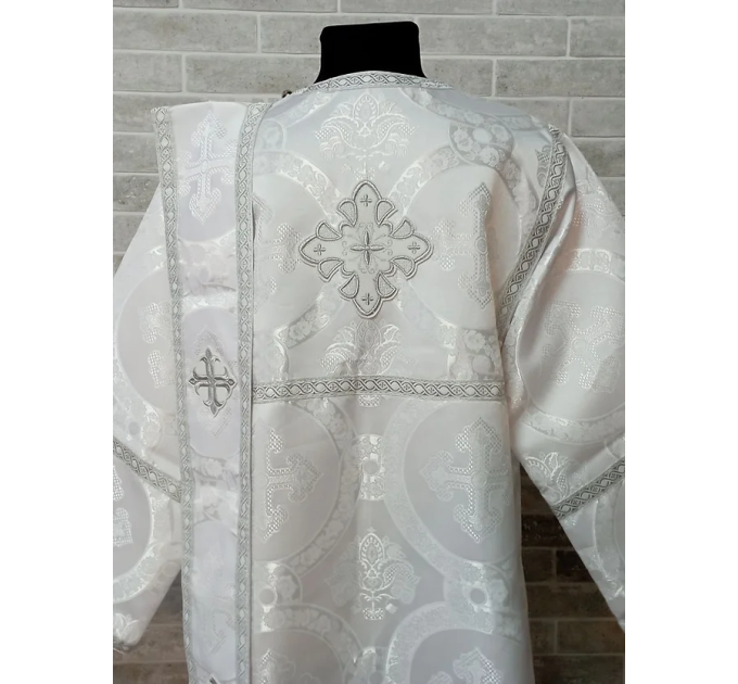 White vestment with blue trim for protodeacon - Deacon's alb - Orthodox Liturgic