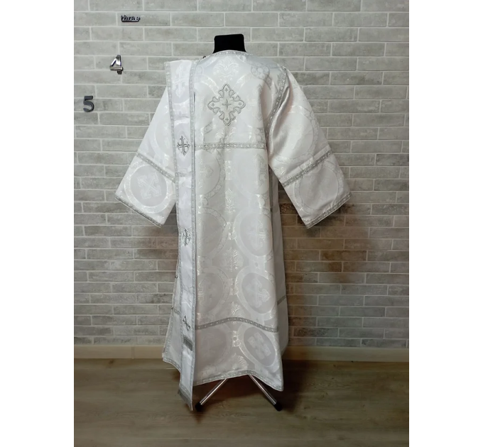 White vestment with blue trim for protodeacon - Deacon's alb - Orthodox Liturgic