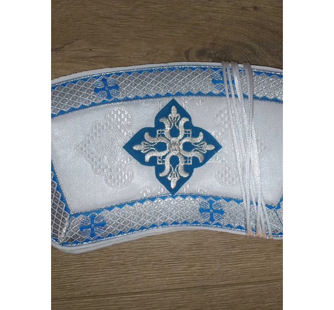 White vestment with blue trim for protodeacon - Deacon's alb - Orthodox Liturgic