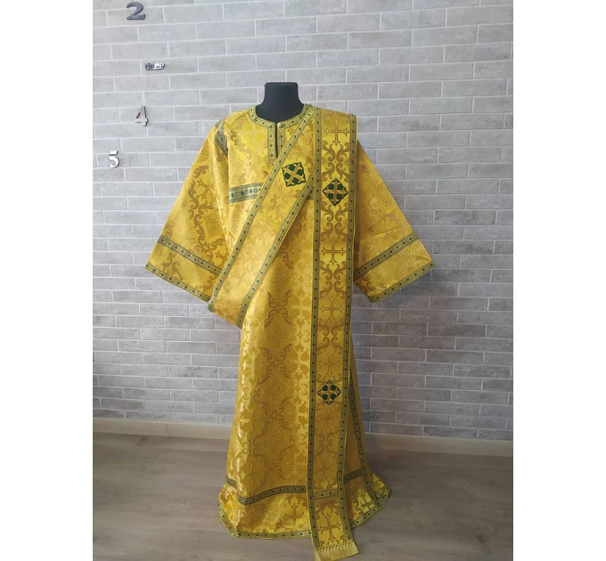 Yellow/Green Sticharion for protodeacon - Deacon's alb - Orthodox Liturgical