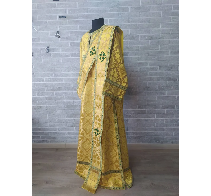 Yellow/Green Sticharion for protodeacon - Deacon's alb - Orthodox Liturgical