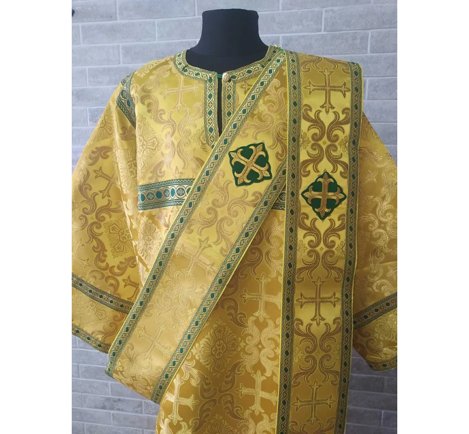 Yellow/Green Sticharion for protodeacon - Deacon's alb - Orthodox Liturgical