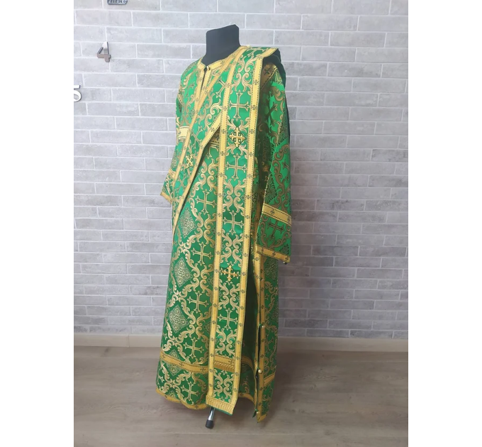 Green Sticharion for protodeacon - Deacon's alb - Orthodox Liturgical stichar