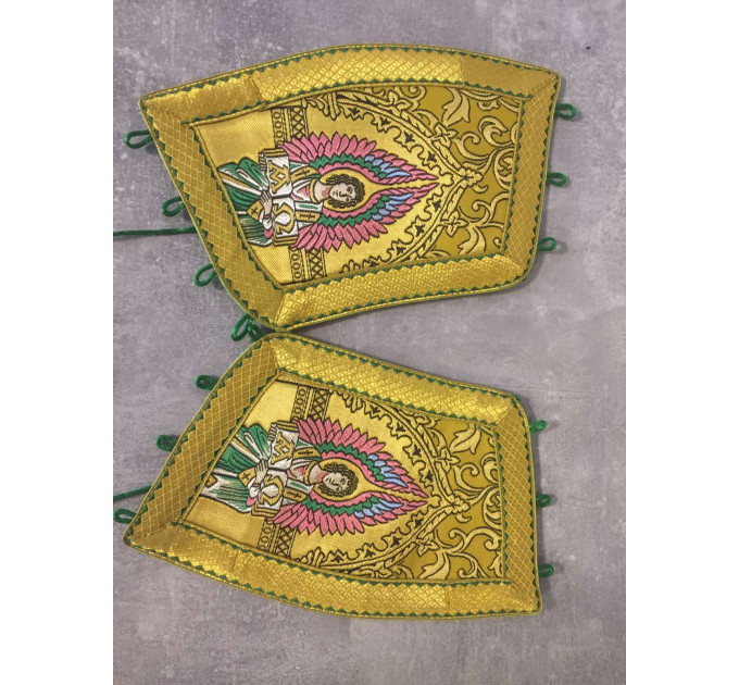 Bishop's Communion set in brocade - Bishop's Stole and cuffs in Greek brocade - Bishop's set - Small omophorion - Epitrakhilion and cuffs