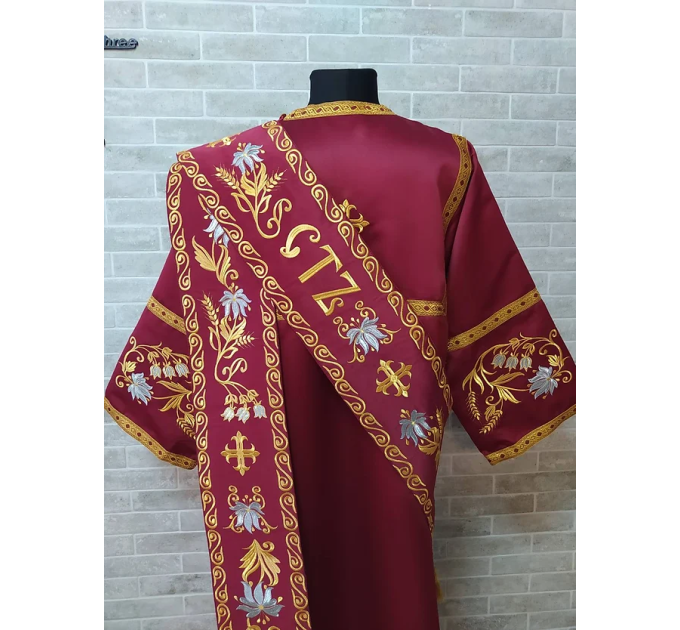 Embroidered Deacon's Vestment with Slavic double orar - Protodeacon's orarion