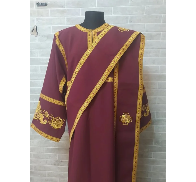 Embroidered protodeacon's sticharion in gabardine - Deacon's alb - Orthodox set