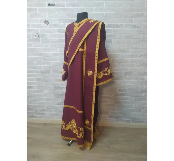 Embroidered protodeacon's sticharion in gabardine - Deacon's alb - Orthodox set