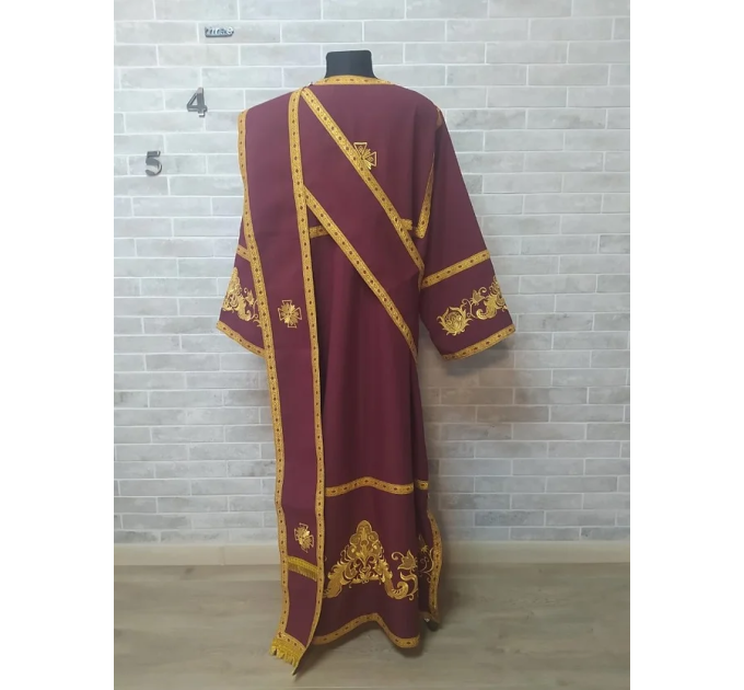 Embroidered protodeacon's sticharion in gabardine - Deacon's alb - Orthodox set