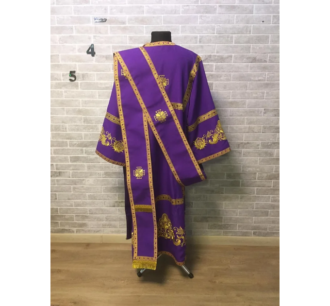 Embroidered protodeacon's sticharion in gabardine - Deacon's alb - Orthodox set