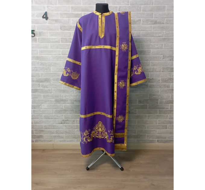 Embroidered protodeacon's sticharion in gabardine - Deacon's alb - Orthodox set