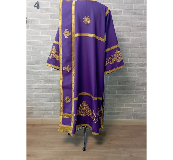 Embroidered protodeacon's sticharion in gabardine - Deacon's alb - Orthodox set