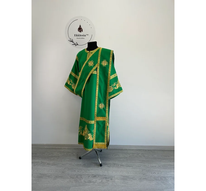 Embroidered protodeacon's sticharion in gabardine - Deacon's alb - Orthodox set