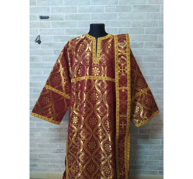 Protodeacon's sticharion - Deacon's alb in red - Orthodox Vestment - Greek style