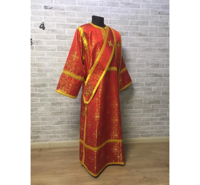 Protodeacon's red alb - Orthodox vestment for deacon set - Stikharion