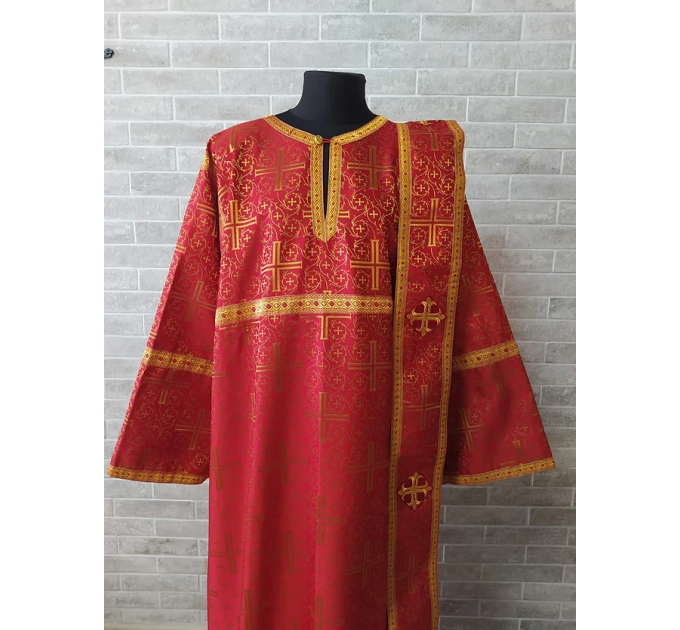 Protodeacon's red alb - Orthodox vestment for deacon set - Stikharion