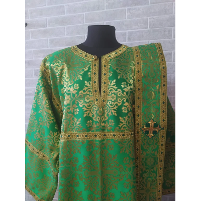 Green deacon's alb - Orthodox vestment for deacon - Deacon's set - Stikharion