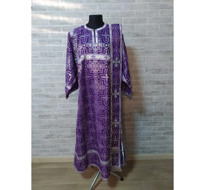 Deacon's violet alb - Orthodox purple vestment - Deacon's set of vestment robe