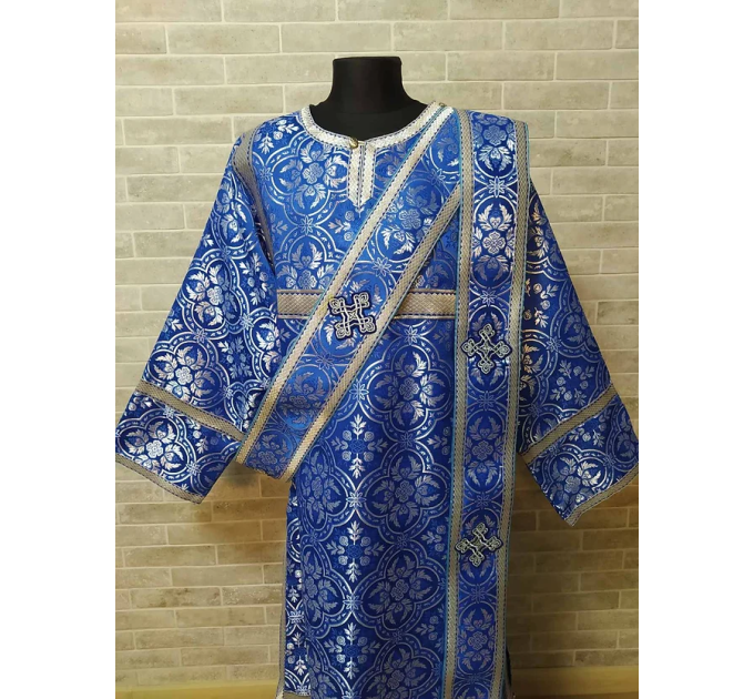 Blue protodeacon's alb - Orthodox Vestment - Deacon's set of vestments - Garment