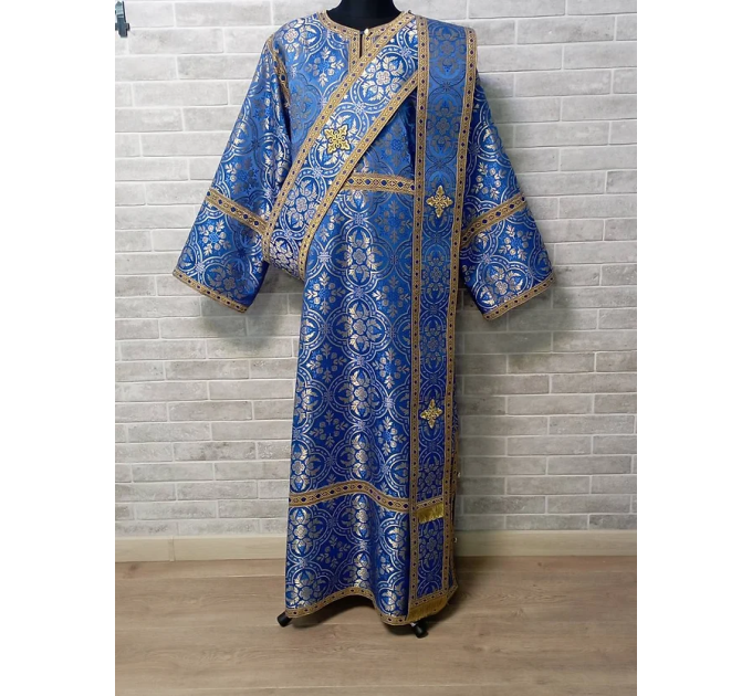 Blue protodeacon's alb - Orthodox Vestment - Deacon's set of vestments - Garment