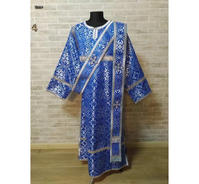 Blue protodeacon's alb - Orthodox Vestment - Deacon's set of vestments - Garment