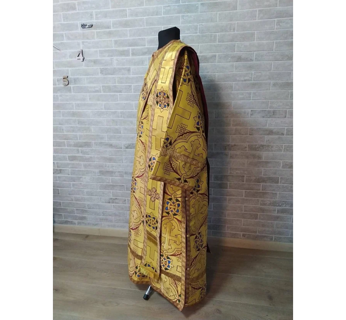 Gold Deacon's sticharion with icon on the back - Orthodox Vestment - Deacon's