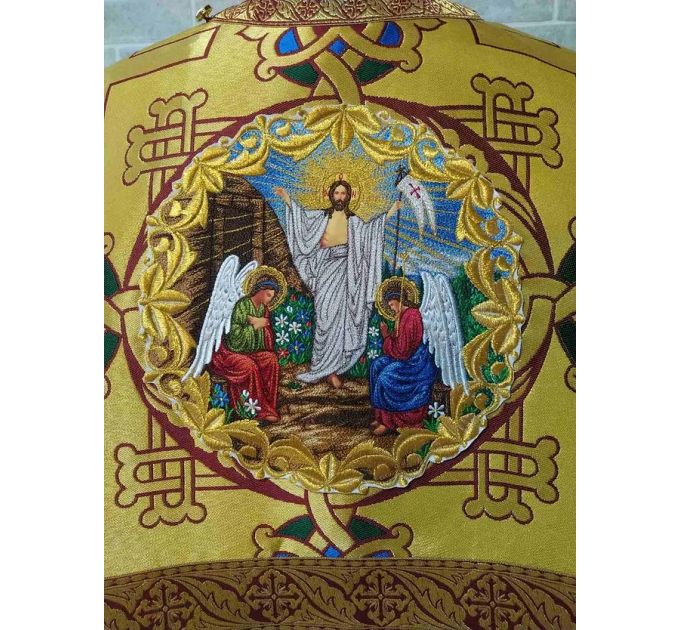 Gold Deacon's sticharion with icon on the back - Orthodox Vestment - Deacon's
