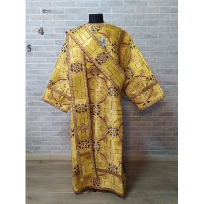 Gold Deacon's sticharion with icon on the back - Orthodox Vestment - Deacon's