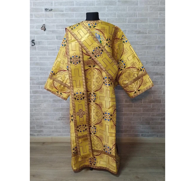 Gold Deacon's sticharion with icon on the back - Orthodox Vestment - Deacon's
